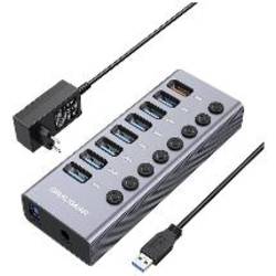 GrauGear G-HUB71-A USB Hub 7 portů USB-A USB 3.0 5 GBit/s lze spínat jednotlivě vícebarevná G-HUB71-A