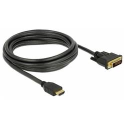 Delock HDMI / DVI kabel Zástrčka HDMI-A, DVI-D 24+1pol. Zástrčka 3 m černá 85655 třížilový stíněný, pozlacené kontakty HDMI kabel