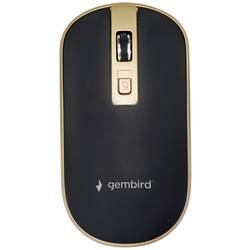 Gembird optická myš, přenos bezdrátový, 4 tlačítko, 800 dpi, 1200 dpi, 1600 dpi, černá, zlatá