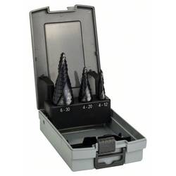 Bosch Accessories 2608588069 HSS sada stupňovitého vrtáku 3dílná 4 - 12 mm, 4 - 20 mm, 6 - 30 mm TiAIN kuželový záhlubník 3 břitý 1 sada