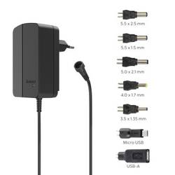 Hama 00223615 zásuvkový napájecí adaptér s redukcemi, nastavitelný 12 V 1.5 A 18.00 W