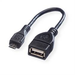 Value USB kabel USB 2.0 USB Micro-B zástrčka, USB-A zásuvka 0.15 m černá stíněný 11.99.8311