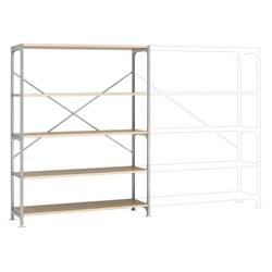 Manuflex RB2504 základní modul regálu oddělení , (š x v x h) 1470 x 2000 x 800 mm, ocel, dřevěná podlaha, pozinkovaná