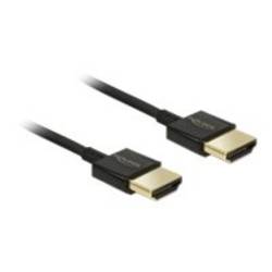 Delock HDMI kabel Zástrčka HDMI-A 0.25 m černá 85117 pozlacené kontakty, 4K UHD, kroucený , třížilový stíněný HDMI kabel