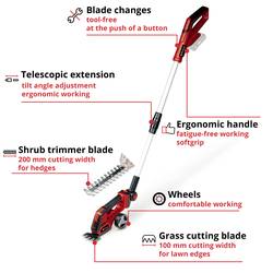 Einhell 3410310 Einhell Power X-Change Akku-Gras- und Strauchschere GE-CG 18/100 Li T-Solo akumulátor nůžky na trávu