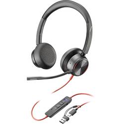 HP Poly Blackwire C8225-M Headset otevřená (On Ear) kabelová stereo černá Potlačení hluku headset, regulace hlasitosti, Vypnutí zvuku mikrofonu