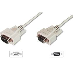 Digitus sériový kabel [1x D-SUB zástrčka 9pólová - 1x D-SUB zásuvka 9pólová], 5.00 m, béžová