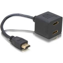 Delock HDMI adaptér Zásuvka HDMI-A, Zástrčka HDMI-A 0.2 m černá 65056 pozlacené kontakty HDMI kabel