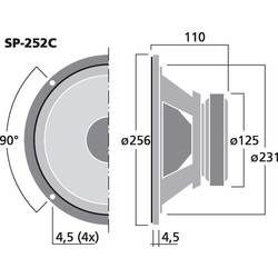 Monacor SP-252C 10 palec basový reproduktor 100 W 4 Ω