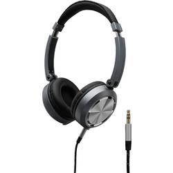 Monacor MD-460 sluchátka uzavřená (Over Ear) kabelová černá, stříbrná otočná sluchátka, složitelná