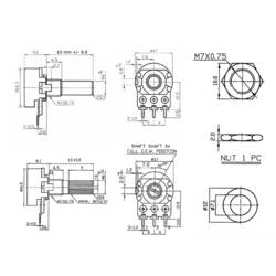 Alpha RV16A01F20KA50KM, RV16A01F20KA50KM otočný potenciometr, Stereo, 0.05 W, 50 kΩ, 1 ks