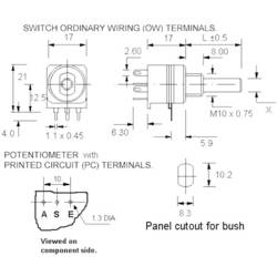 Potentiometer Service 7517, 7517 otočný potenciometr, se spínačem, Mono, 47 kΩ, 1 ks