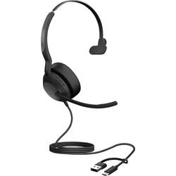 Jabra Evolve2 50 Sluchátka On Ear kabelová, 25069-899-899, mono, černá, Redukce šumu mikrofonu, Potlačení hluku