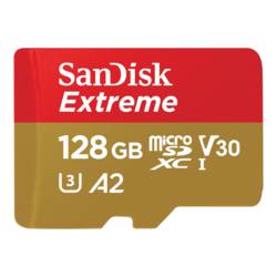 SanDisk Extreme paměťová karta microSDXC 128 GB Class 10, UHS-I, v30 Video Speed Class nárazuvzdorné, vodotěsné