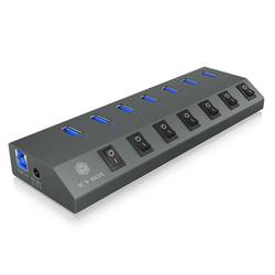 ICY BOX IB-HUB1701-C3, 7 Port USB 3.0 Type-A Hub, Aluminium Gehäuse, mit 7x USB Type-A, 7 portů USB 3.0 hub antracitová