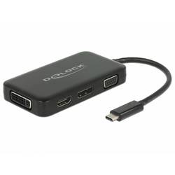 Delock USB 2.0 adaptér [1x USB-C® zástrčka - 1x VGA zásuvka, HDMI zásuvka, DVI zásuvka 24+5pólová, zásuvka DisplayPort] 63929 0.15 m