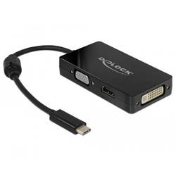 Delock USB 2.0 adaptér [1x USB-C® zástrčka - 1x VGA zásuvka, HDMI zásuvka, DVI zásuvka 24+5pólová] 63925 0.13 m