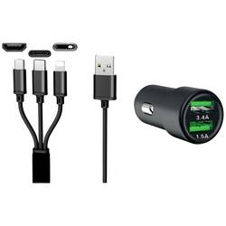 IWH Dual USB autonabíječka 3 v 1 12 / 24 v / 3,4 Proudová zatížitelnost (max.)=3.4 A 12/24 V