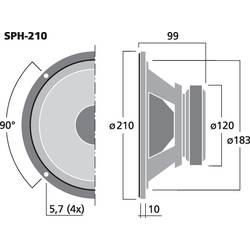 Monacor SPH-210 8 palec 20.32 cm basový reproduktor 50 W 8 Ω