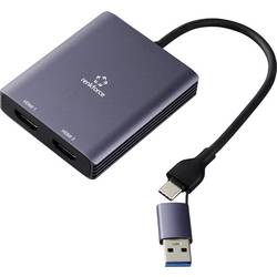 Renkforce RF-6418198 USB-C® / HDMI adaptér [1x USB A, USB-C® - 2x HDMI®] šedá 4K UHD 15 cm