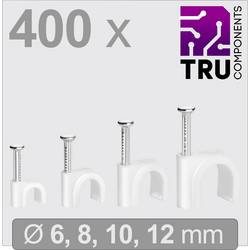 TRU COMPONENTS T24CA127 hřebíkové příchytky TC-13448460 Průměr kabelového svazku (rozsah) 3 do 12 mm bílá 400 ks
