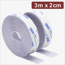 Quadrios 24CA323 pásek se suchým zipem, lepicí, háčková a flaušová část, (d x š) 3 m x 2 cm, bílá, 3 m