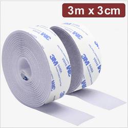 Quadrios 24CA324 pásek se suchým zipem, lepicí, háčková a flaušová část, (d x š) 3 m x 3 cm, bílá, 3 m