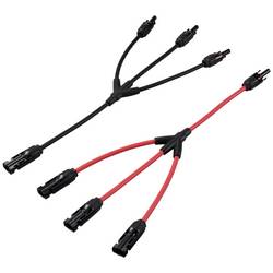 TRU COMPONENTS TC-12195664 1x rozdělovač MC 4 Y solární zástrčka na 3x zásuvka + zásuvka na 3x zástrčku 1000 V DC 30 A černá, červená 2 ks