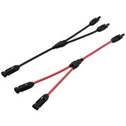 TRU COMPONENTS TC-12195656 1x rozdělovač MC 4 Y solární zástrčka na 2x zásuvka + zásuvka na 2x zástrčku 1000 V DC 30 A černá, červená 2 ks