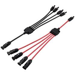 TRU COMPONENTS TC-12195724 1x rozdělovač MC 4 Y solární zástrčka na 4x zásuvka + zásuvka na 4x zástrčku 1000 V DC 30 A černá, červená 2 ks