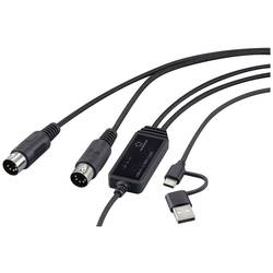 Renkforce RF-6439636 adaptér [2x DIN zástrčka 5pol. - 1x USB-C®, USB A] černá 2 m