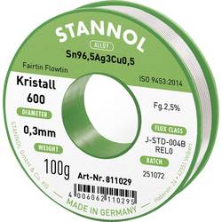 Stannol Kristall 600 bezolovnatý pájecí cín cívka Sn96,5Ag3Cu0,5 REL0 100 g 0.3 mm