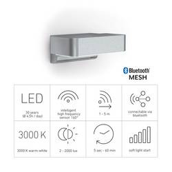 Steinel Sensor-LED-Außenleuchte L 800 SC silber 087555 venkovní nástěnné LED osvětlení s PIR detektorem pevně vestavěné LED 7.5 W LED stříbrná
