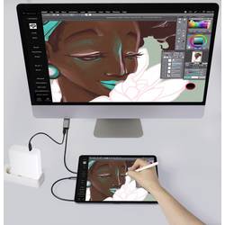 Renkforce USB-C® / HDMI kabelový adaptér USB-C ® zástrčka, Zástrčka HDMI-A, USB-C ® zásuvka 1.50 m černá RF-6409790 4K UHD, s nabíjecí zásuvkou Kabel pro