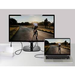 Renkforce USB-C® / HDMI kabelový adaptér USB-C ® zástrčka, Zástrčka HDMI-A, USB-C ® zásuvka 1.50 m černá RF-6409790 4K UHD, s nabíjecí zásuvkou Kabel pro