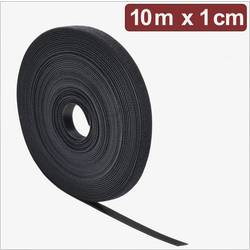 Quadrios 24CA307 pásek se suchým zipem, ke spojování, háčková a flaušová část, (d x š) 10 m x 1 cm, černá, 10 m