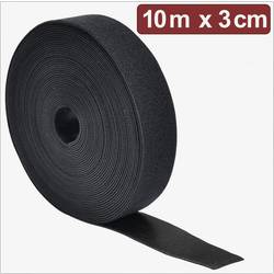Quadrios 24CA308 pásek se suchým zipem, ke spojování, háčková a flaušová část, (d x š) 10 m x 3 cm, černá, 10 m