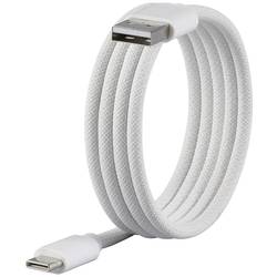 Renkforce USB kabel USB 2.0 USB-C ® zástrčka, USB-A zástrčka 1.00 m bílá S magnetickým vinutím, látkový potah RF-6437922