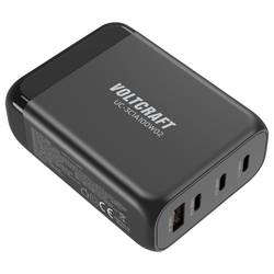 VOLTCRAFT UC-3C1A100W02 USB nabíječka, GaN, USB Power Delivery (USB-PD) , Rychlonabíječka, 3x USB-C®, 1x USB A , 100 W, Dodávka energie, černá