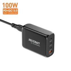 VOLTCRAFT UC-3C1A100W02 USB nabíječka, GaN, USB Power Delivery (USB-PD) , Rychlonabíječka, 3x USB-C®, 1x USB A , 100 W, Dodávka energie, černá