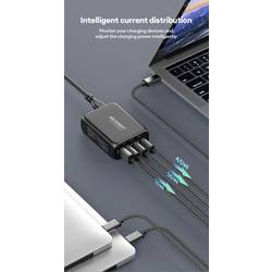 VOLTCRAFT UC-3C1A100W02 USB nabíječka, GaN, USB Power Delivery (USB-PD) , Rychlonabíječka, 3x USB-C®, 1x USB A , 100 W, Dodávka energie, černá