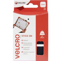 VELCRO® VEL-EC60236 čtvercové suché zipy, lepicí, háčková a flaušová část, (d x š) 25 mm x 25 mm, černá, 24 pár