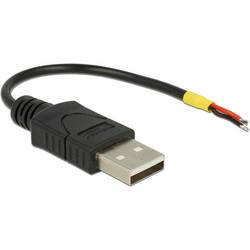 Delock USB kabel USB 2.0 USB-A zástrčka, Otevřené konce kabelu 0.10 m černá 85250