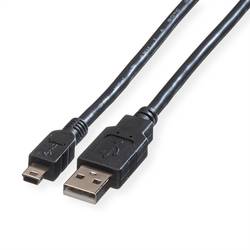 Roline USB kabel USB 2.0 USB-A zástrčka, USB Mini-B zástrčka 1.80 m černá stíněný 11.02.8719