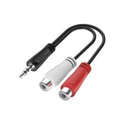 Hama 00200350 jack / cinch audio kabel [1x cinch spojka - 1x jack zástrčka 3,5 mm] 0.15 m černá