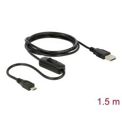 Delock USB kabel USB 2.0 USB-A zástrčka, USB Micro-B zástrčka 1.50 m černá vč. spínače ZAP/VYP 84803