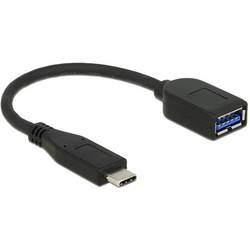Delock Kabel USB-C USB-C ® zástrčka, USB-A zásuvka 0.10 m černá 65684