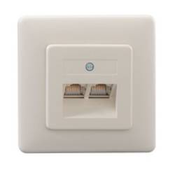 Rutenbeck UAE 2x8(8) Up rw síťová zásuvka pod omítku panel s čelní deskou a rámečkem CAT 3 čistě bílá