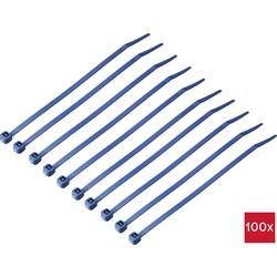 TRU COMPONENTS TC-12533344, stahovací pásky, 3.6 mm, 150 mm, modrá, Kov detekovatelný, 100 ks