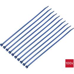 TRU COMPONENTS TC-12533356, stahovací pásky, 4.8 mm, 280 mm, modrá, Kov detekovatelný, 100 ks